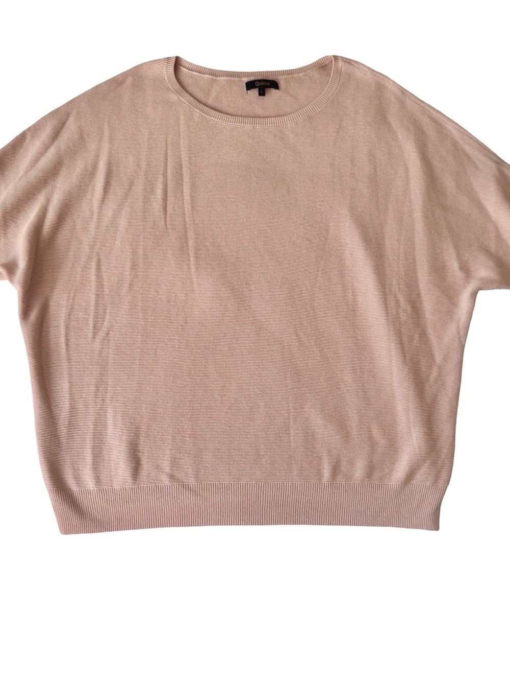 Quince Women’s Pink Lightweight Cotton Cashmere Link-Stitch Dolman Sweater L